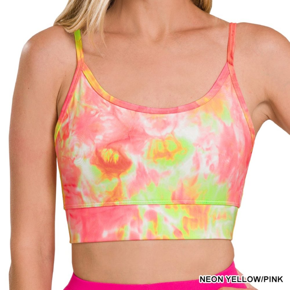 ATHLETIC TIE DYE ADJUSTABLE STRAP PADDED BRA